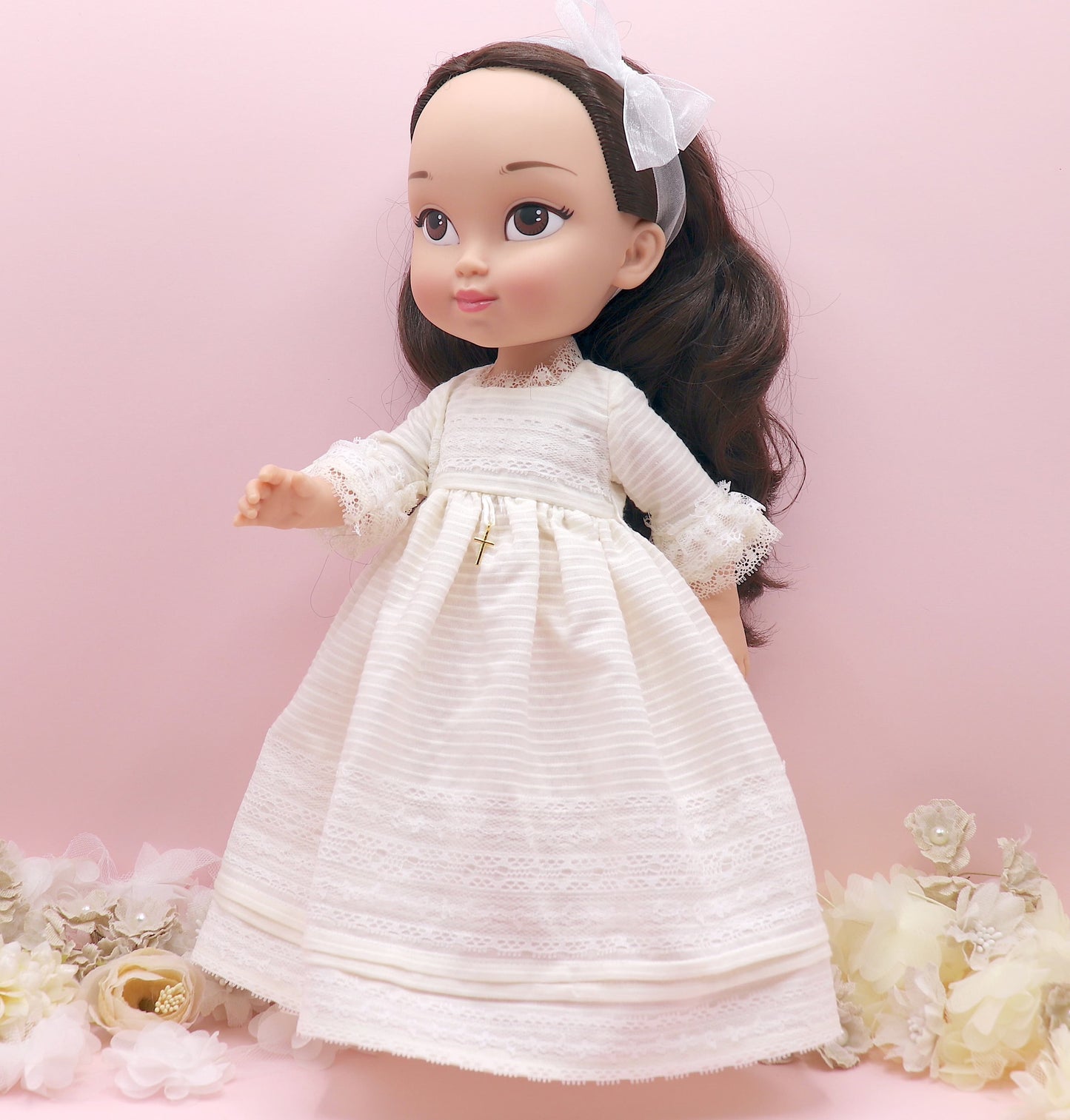 Boneca de comunhão personalizada com vestido pufe Leonor