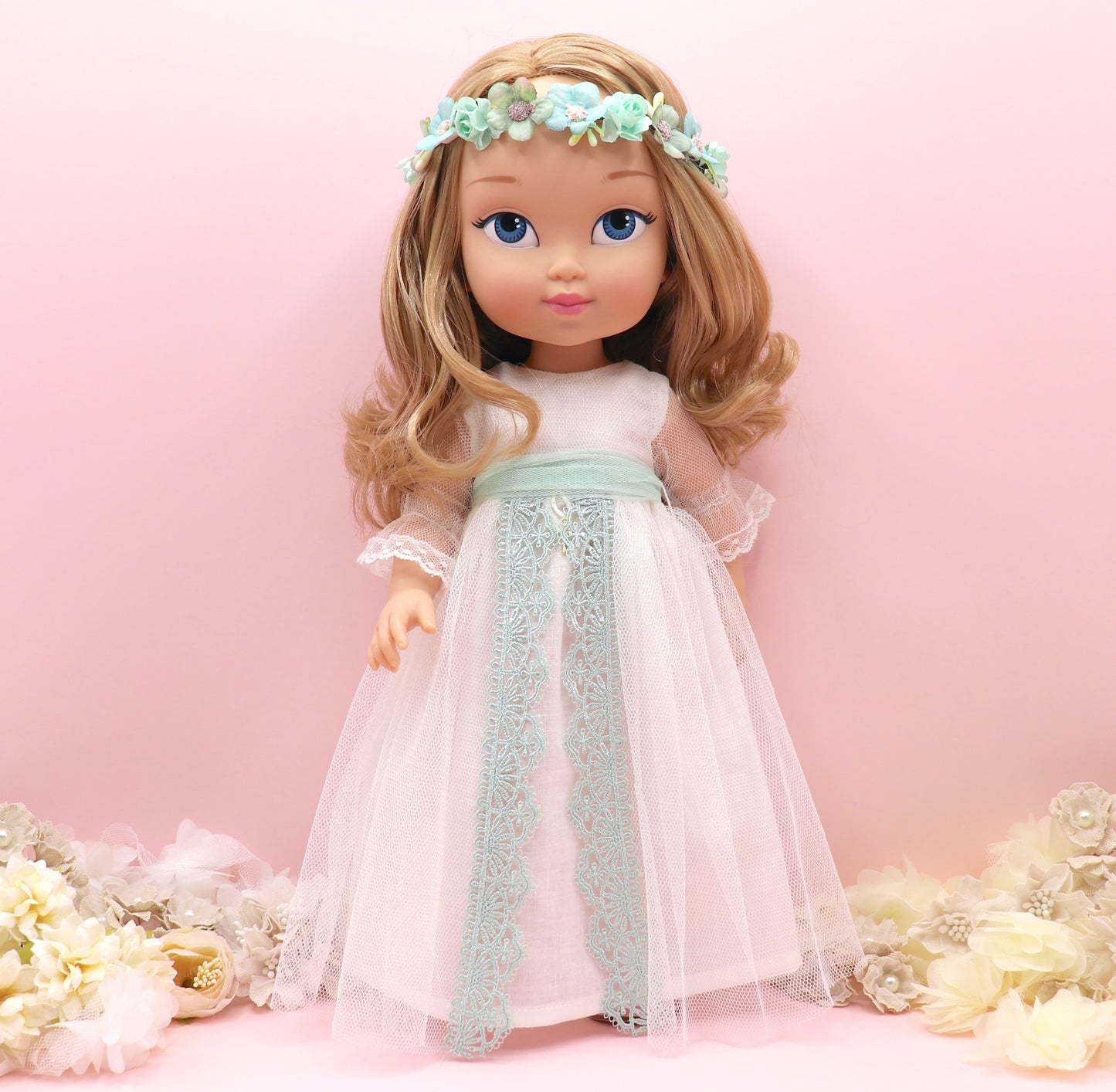 Muñeca de comunión personalizada con vestido Olympia Verde