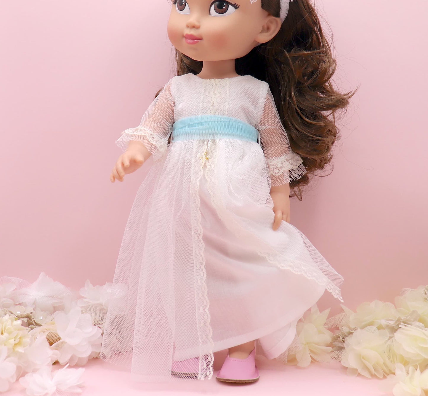 Olympia Cava doll communion dress
