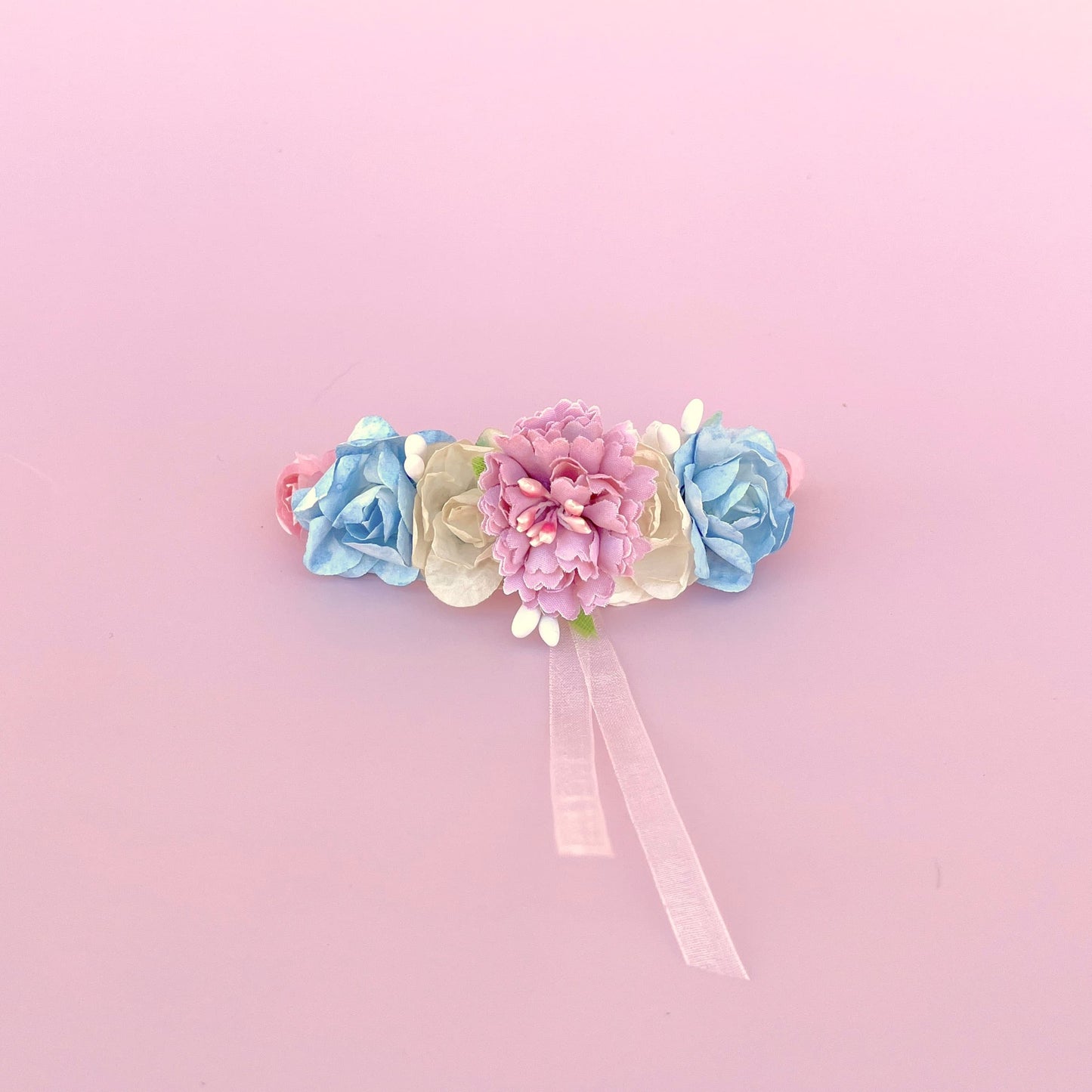 Tocado ANAIS muñeca - celeste y rosa