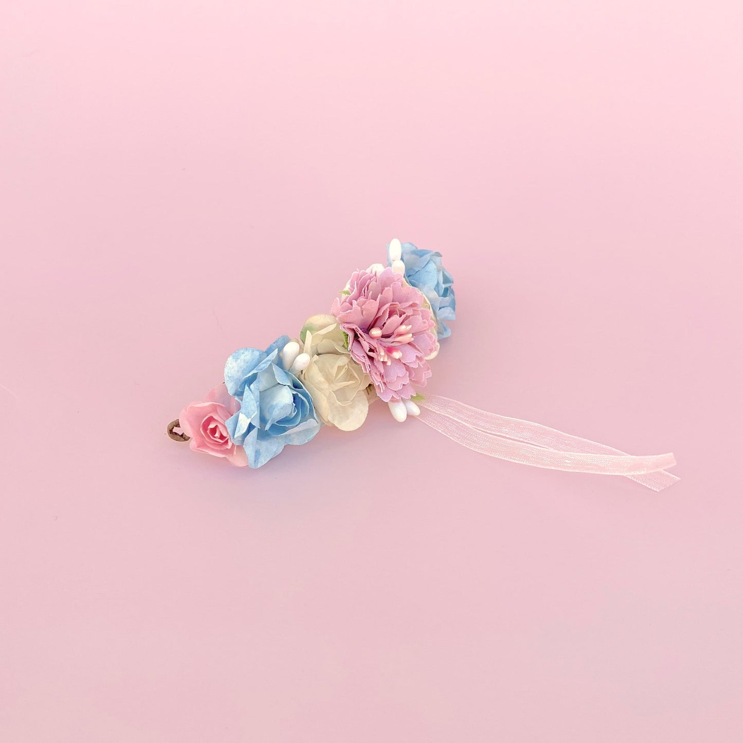 Tocado ANAIS muñeca - celeste y rosa