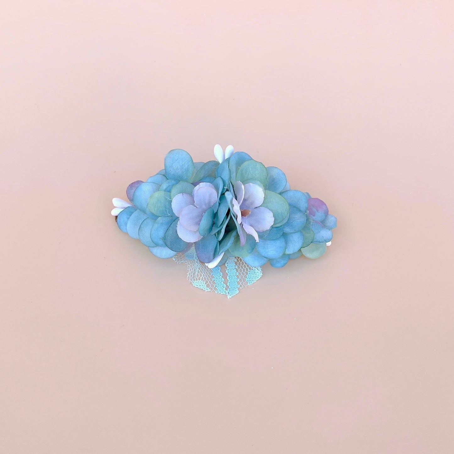 Tocado HORTENSIAS muñeca - verde agua