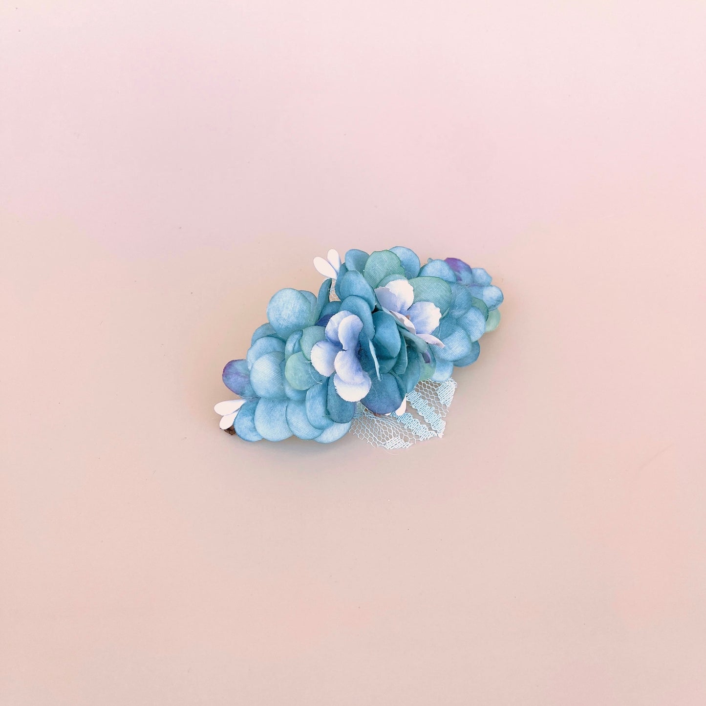 Tocado HORTENSIAS muñeca - verde agua