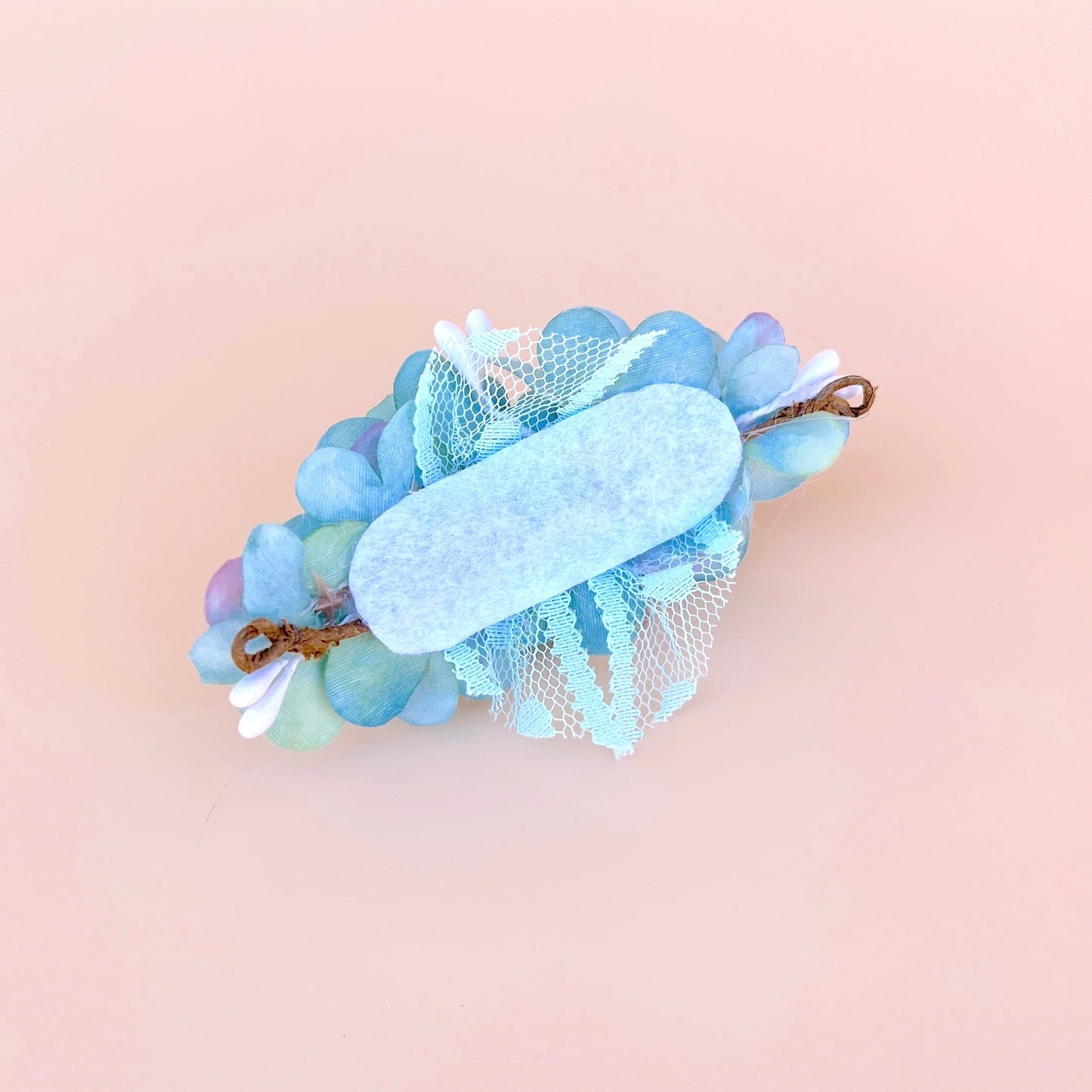 Tocado HORTENSIAS muñeca - verde agua