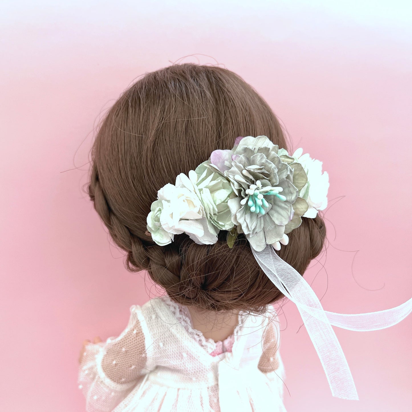 Tocado ANAIS muñeca - verde agua