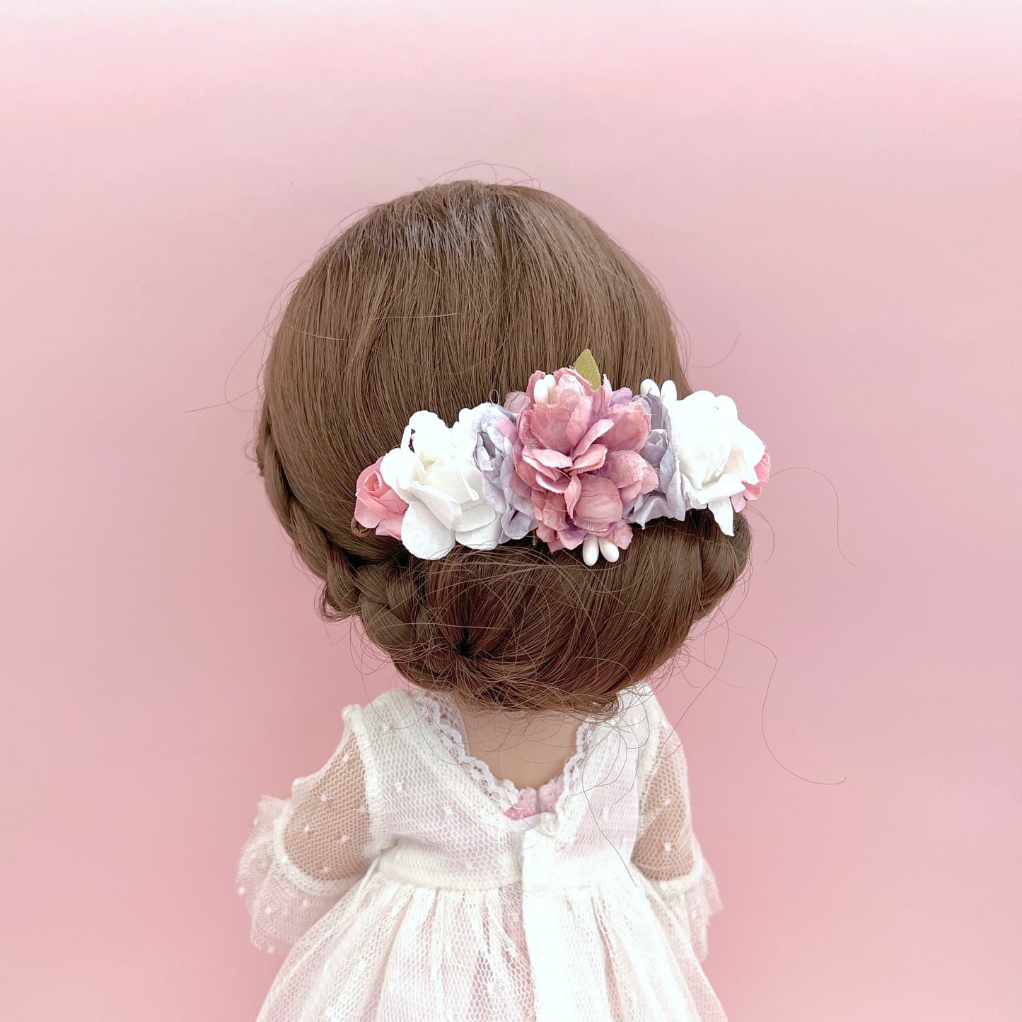 Tocado ANAIS muñeca - rosa y malva