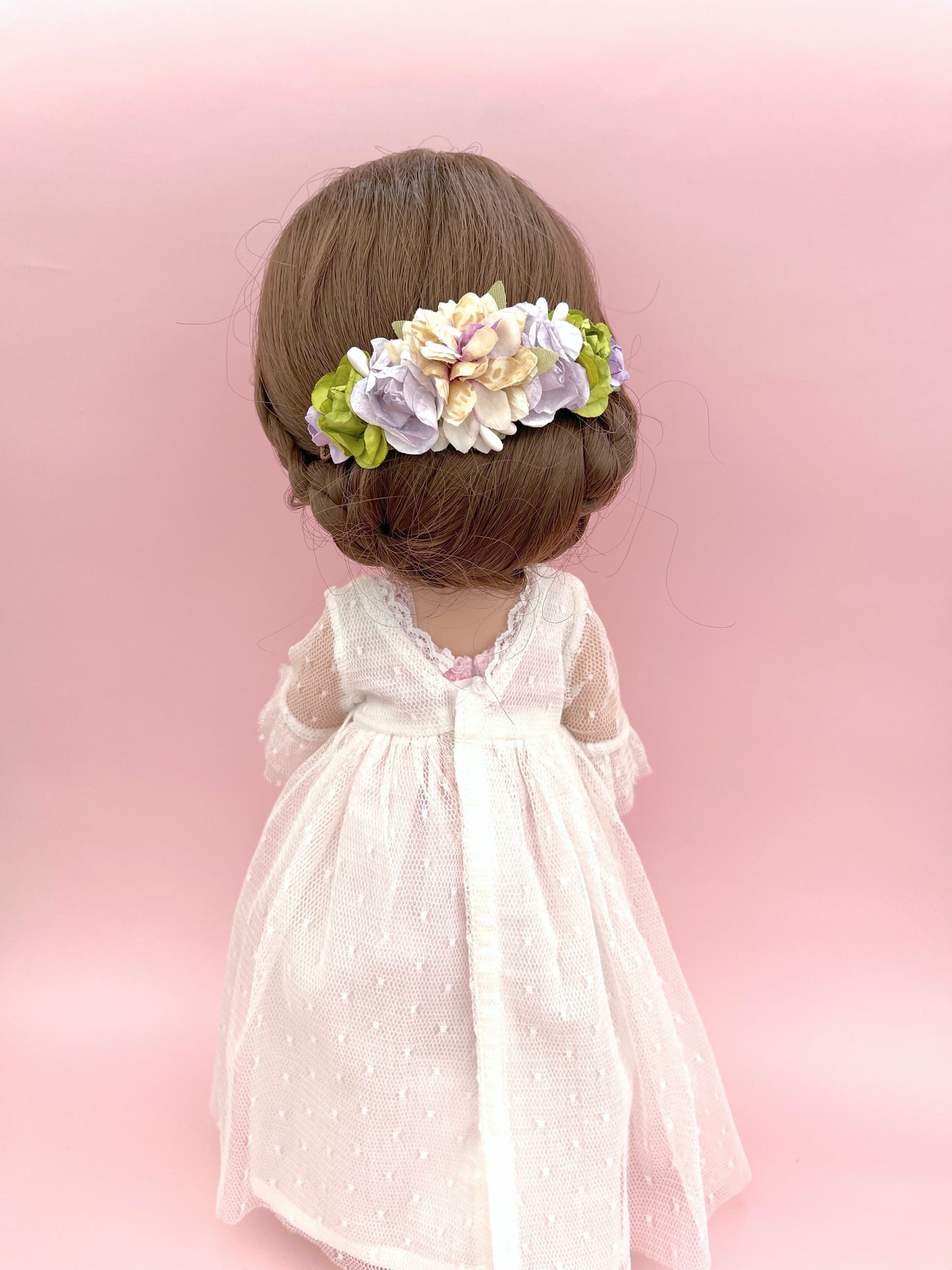 Tocado ANAIS muñeca - morado y verde