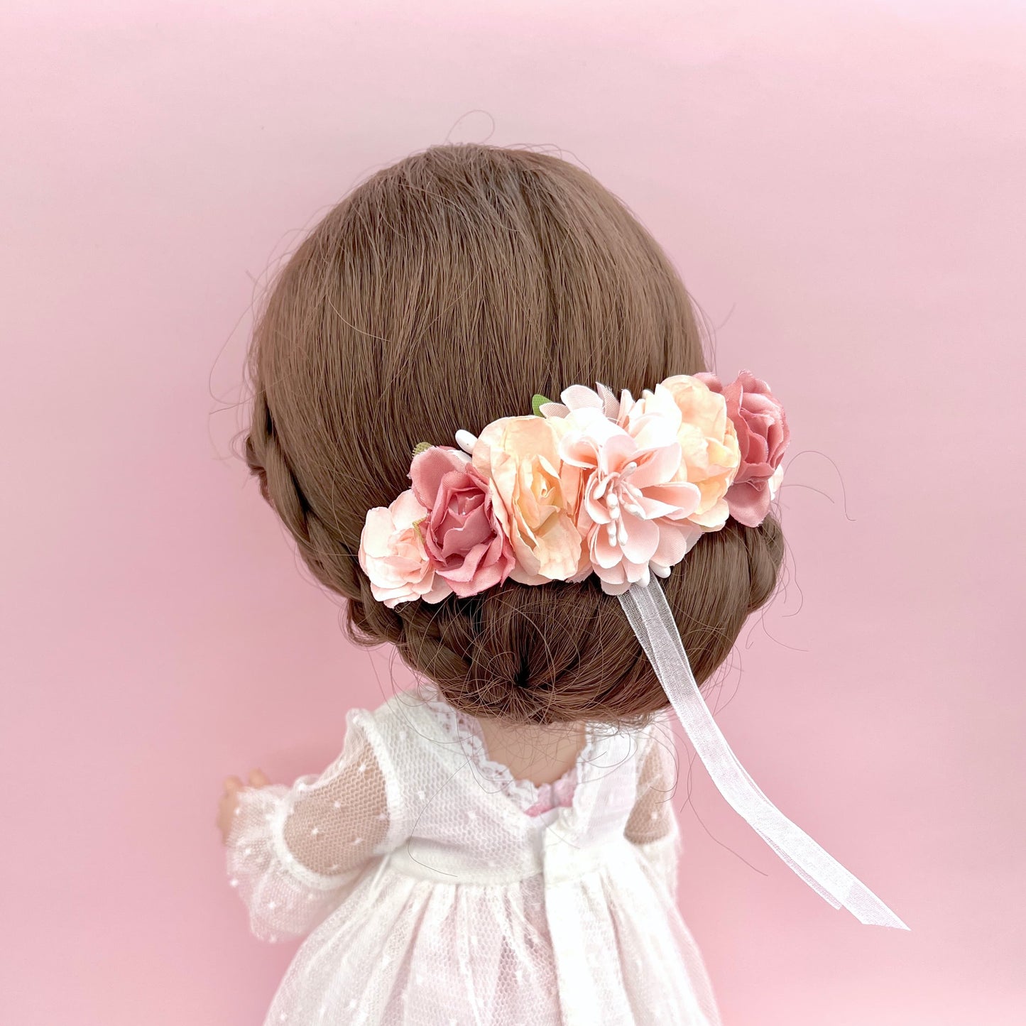 Tocado ANAIS muñeca - rosa palo