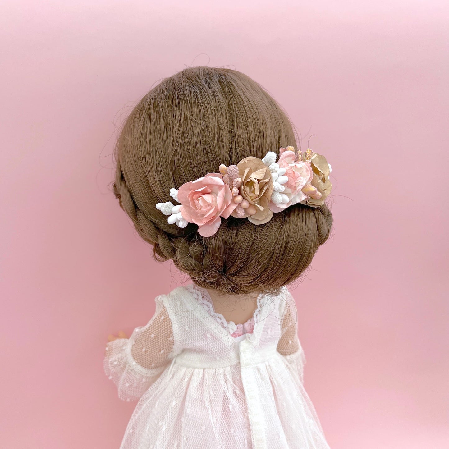 Tocado PISTILLOS muñeca - rosa caramelo