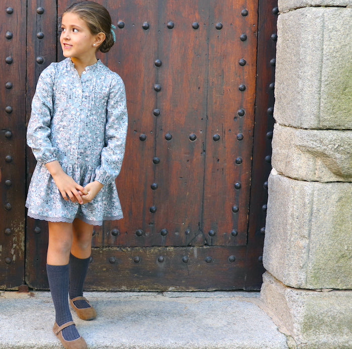 Vestido camiseiro Mint flower - Menina