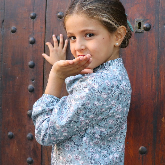 Vestido camiseiro Mint flower - Menina