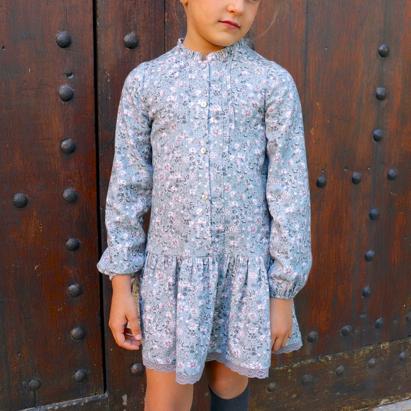 Vestido camiseiro Mint flower - Menina