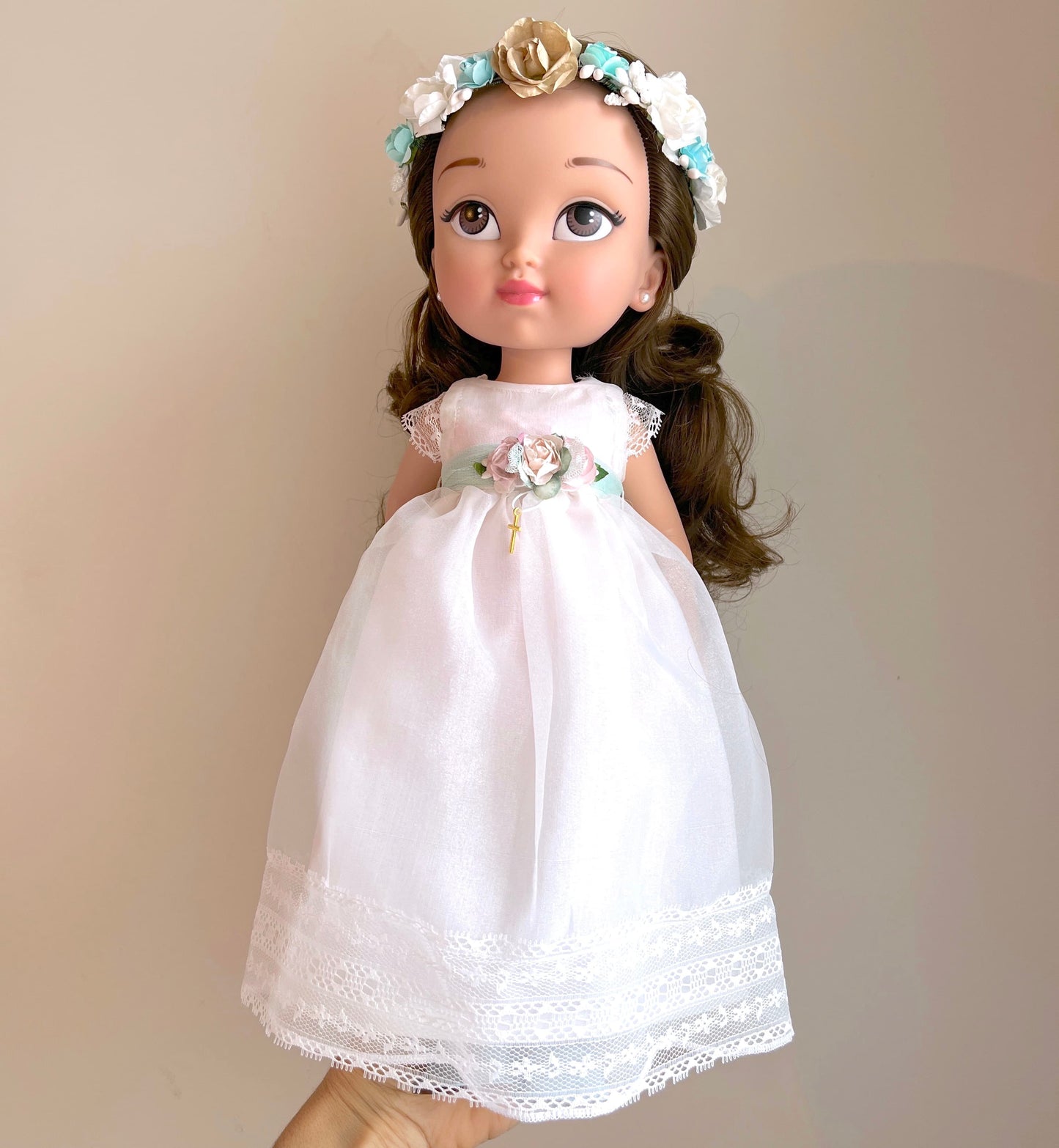 Muñeca de comunión personalizada con vestido JULIA ORGANZA