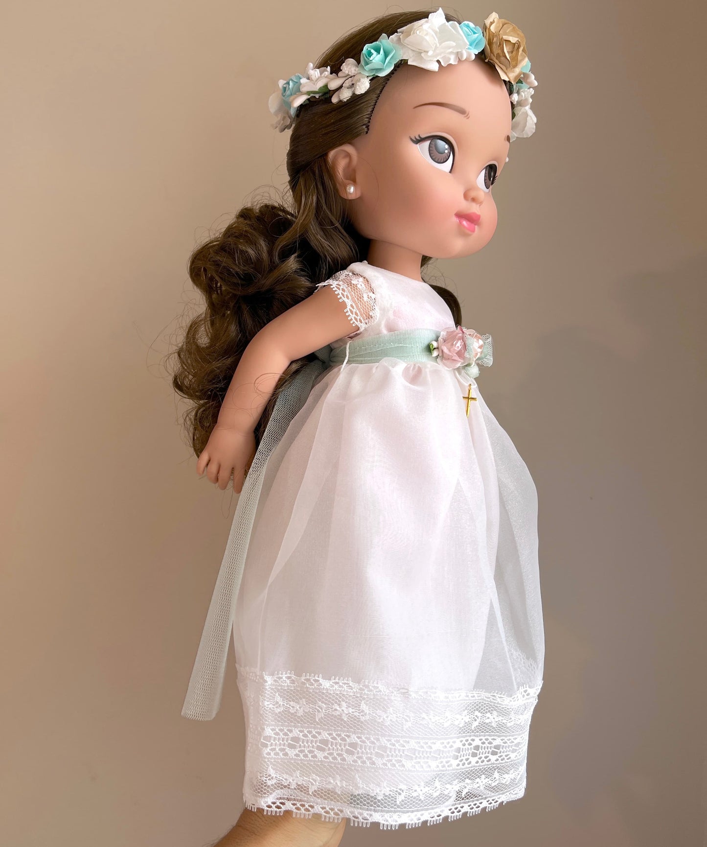 Muñeca de comunión personalizada con vestido JULIA ORGANZA