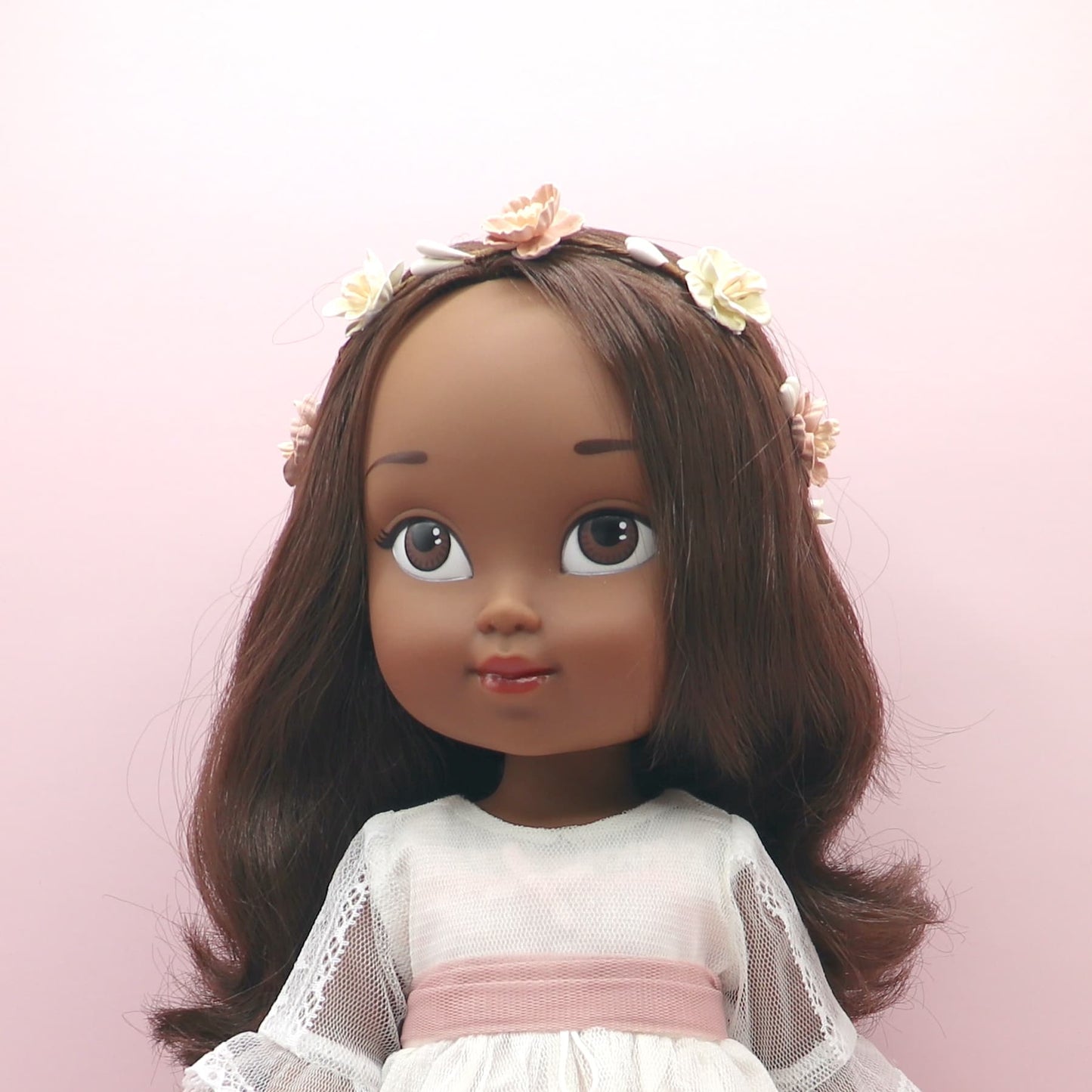 Coronita muñeca Velvet - Rosa palo y crudo