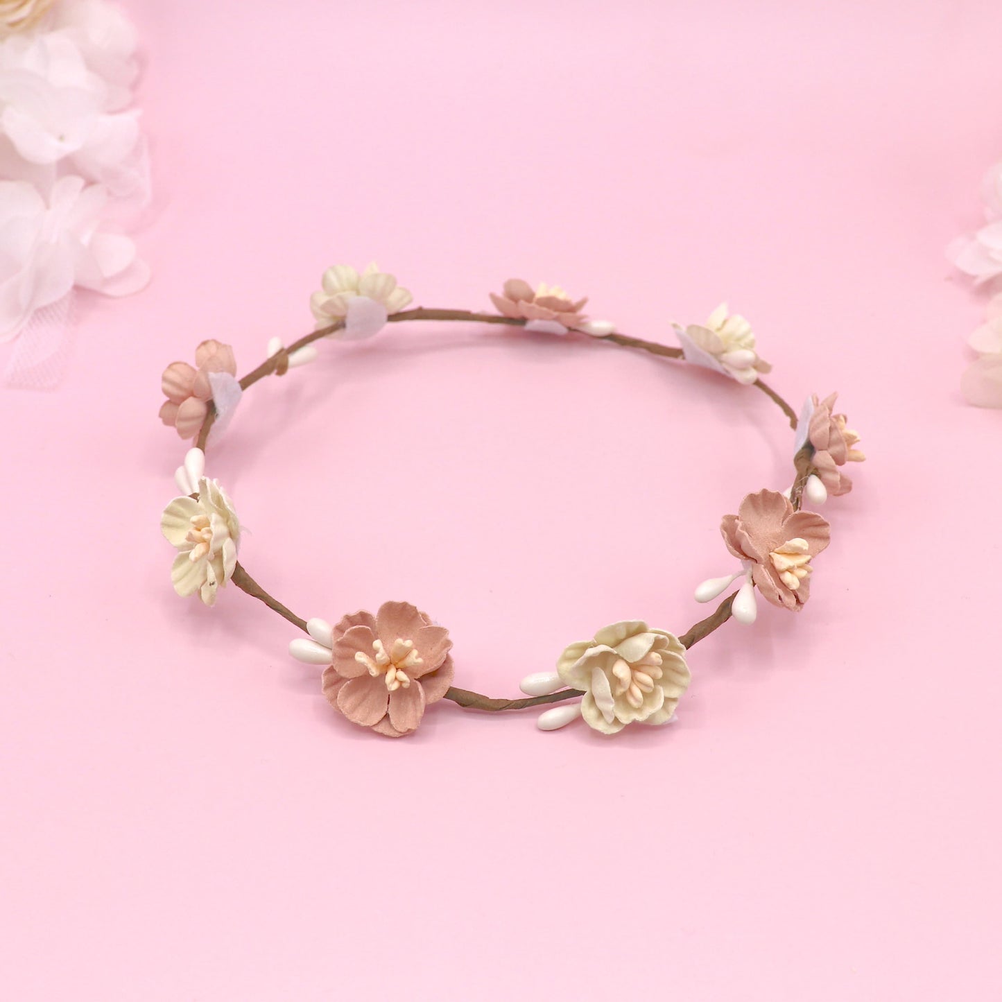 Coronita muñeca Velvet - Rosa palo y crudo