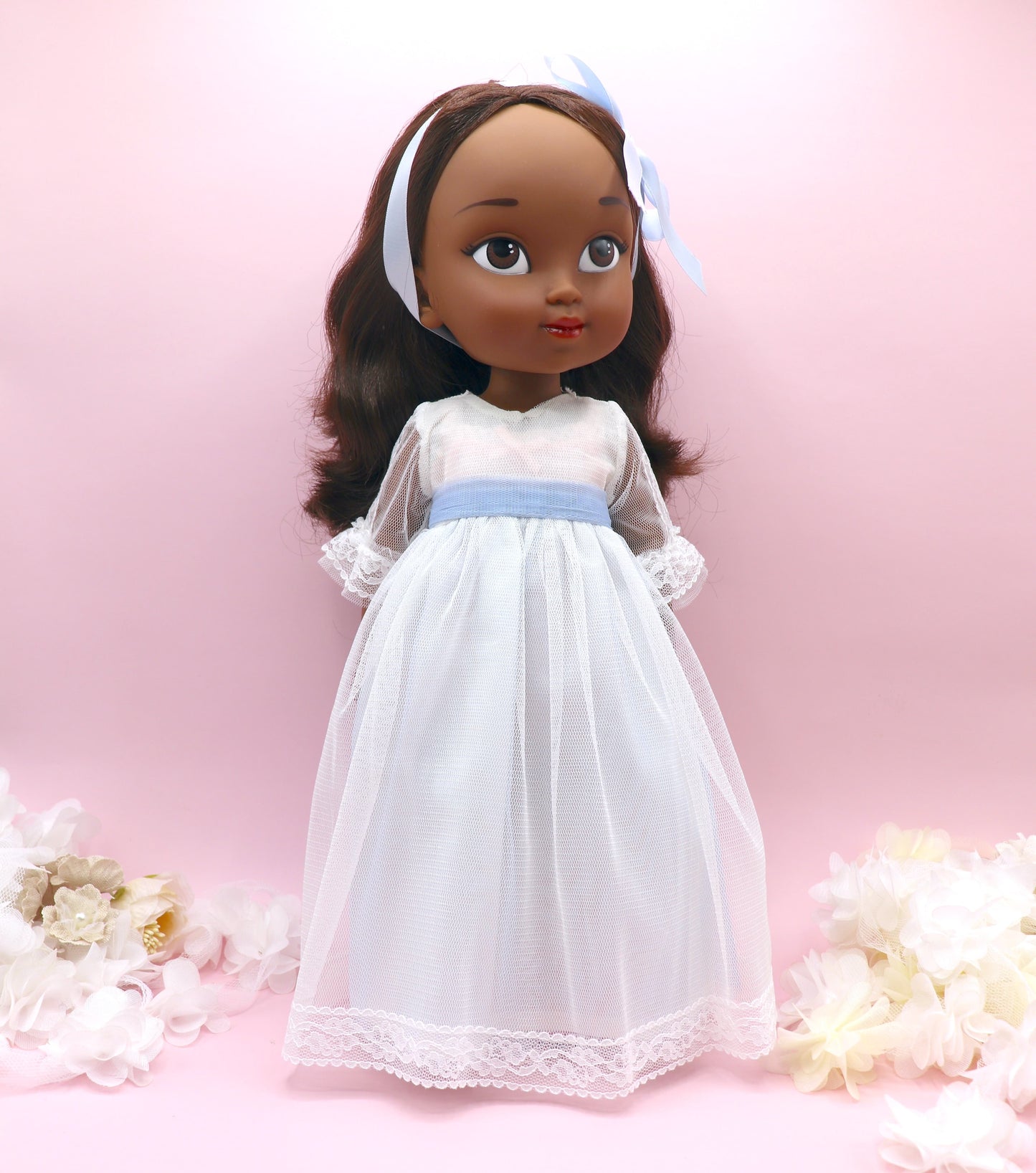 Muñeca de comunión personalizada con vestido Cristal TUL AZUL