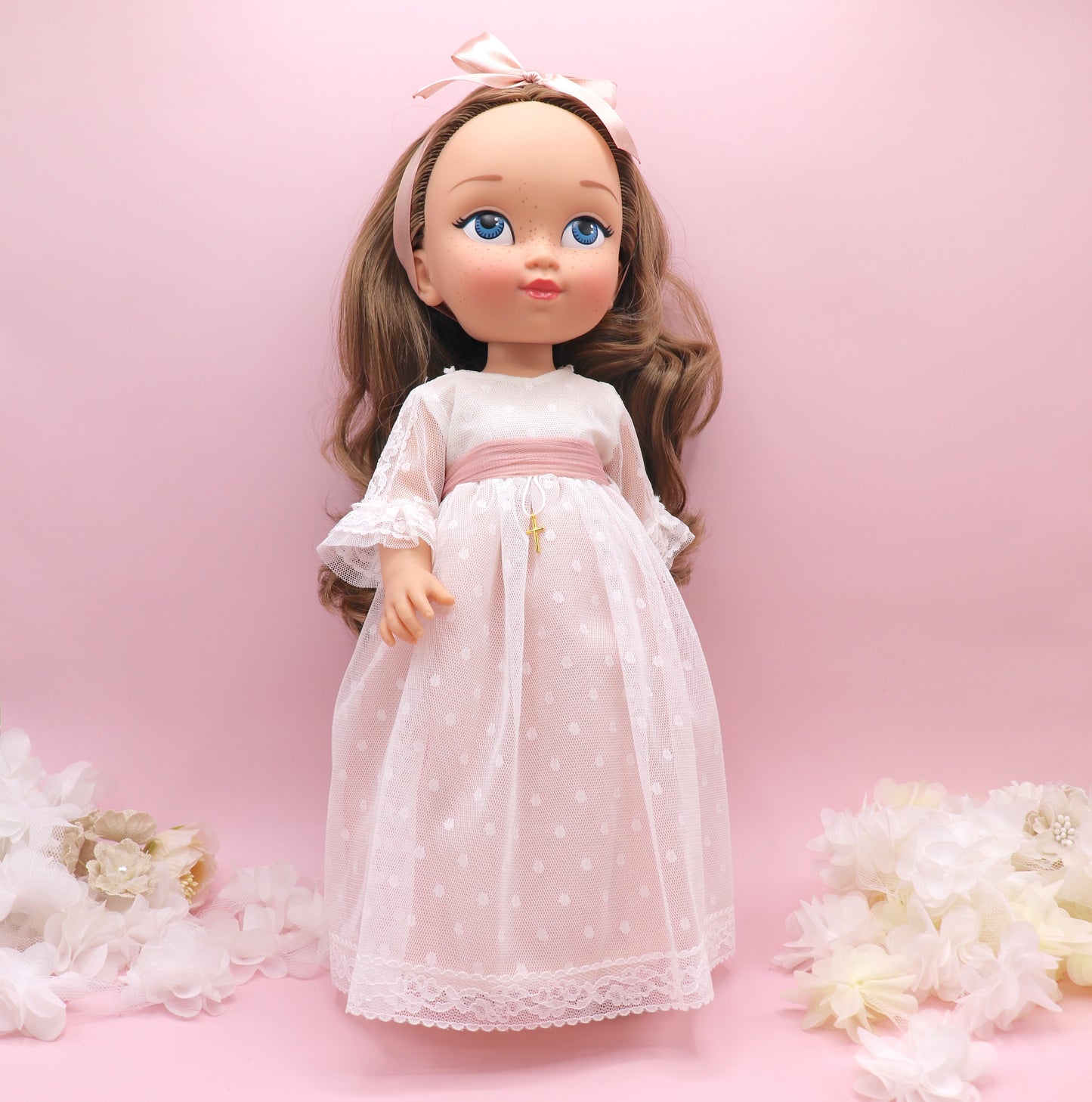 Personalized communion doll with Evangeline dress