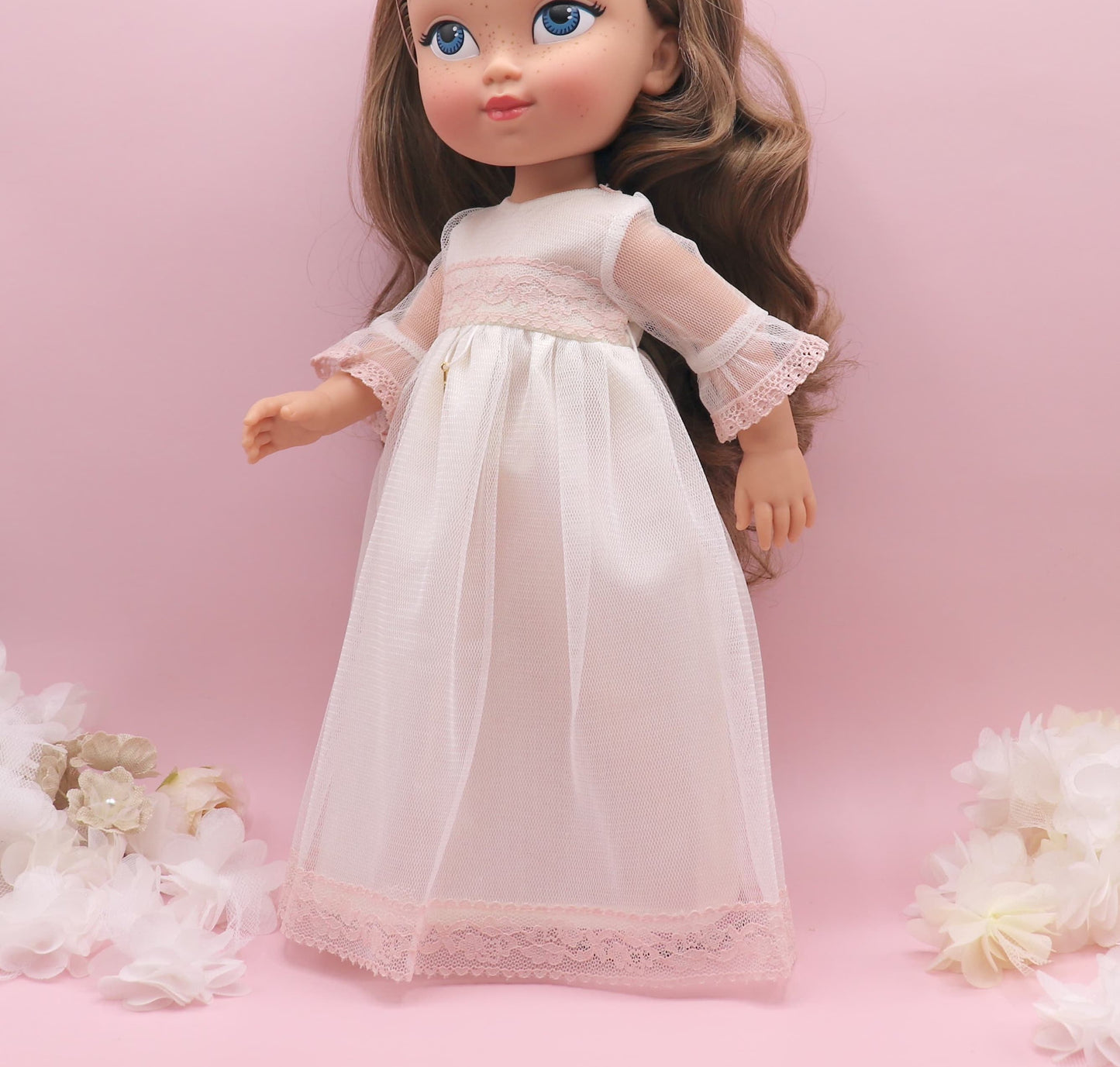 Vestido comunión muñeca ROSANNA TUL ROSA