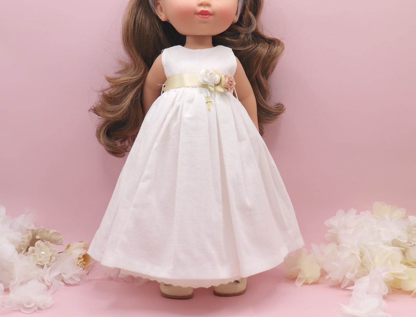 Vestido base lino con frunce y sin mangas
