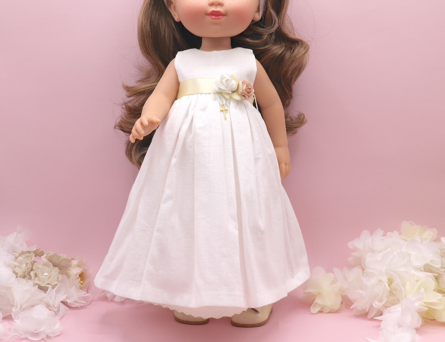 Vestido base lino con frunce y sin mangas