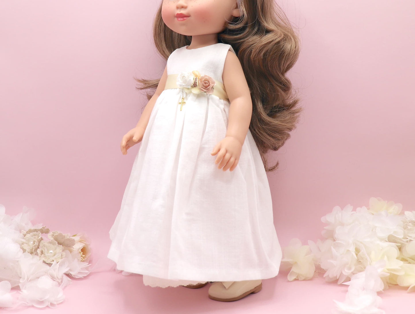 Vestido base lino con frunce y sin mangas