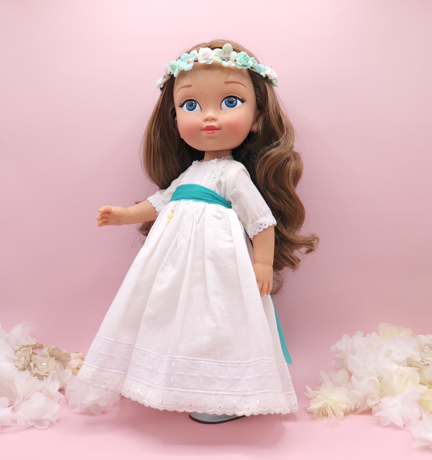 Muñeca de comunión personalizada con vestido Chloe Lino