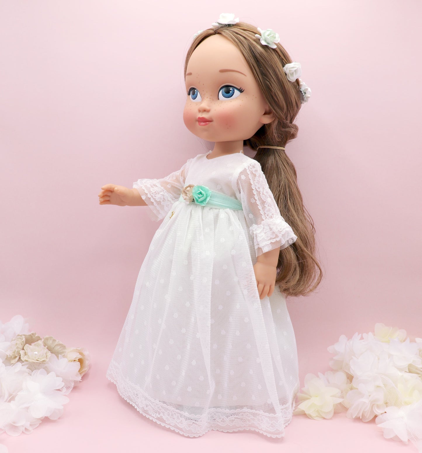 Personalized communion doll with Evangeline dress