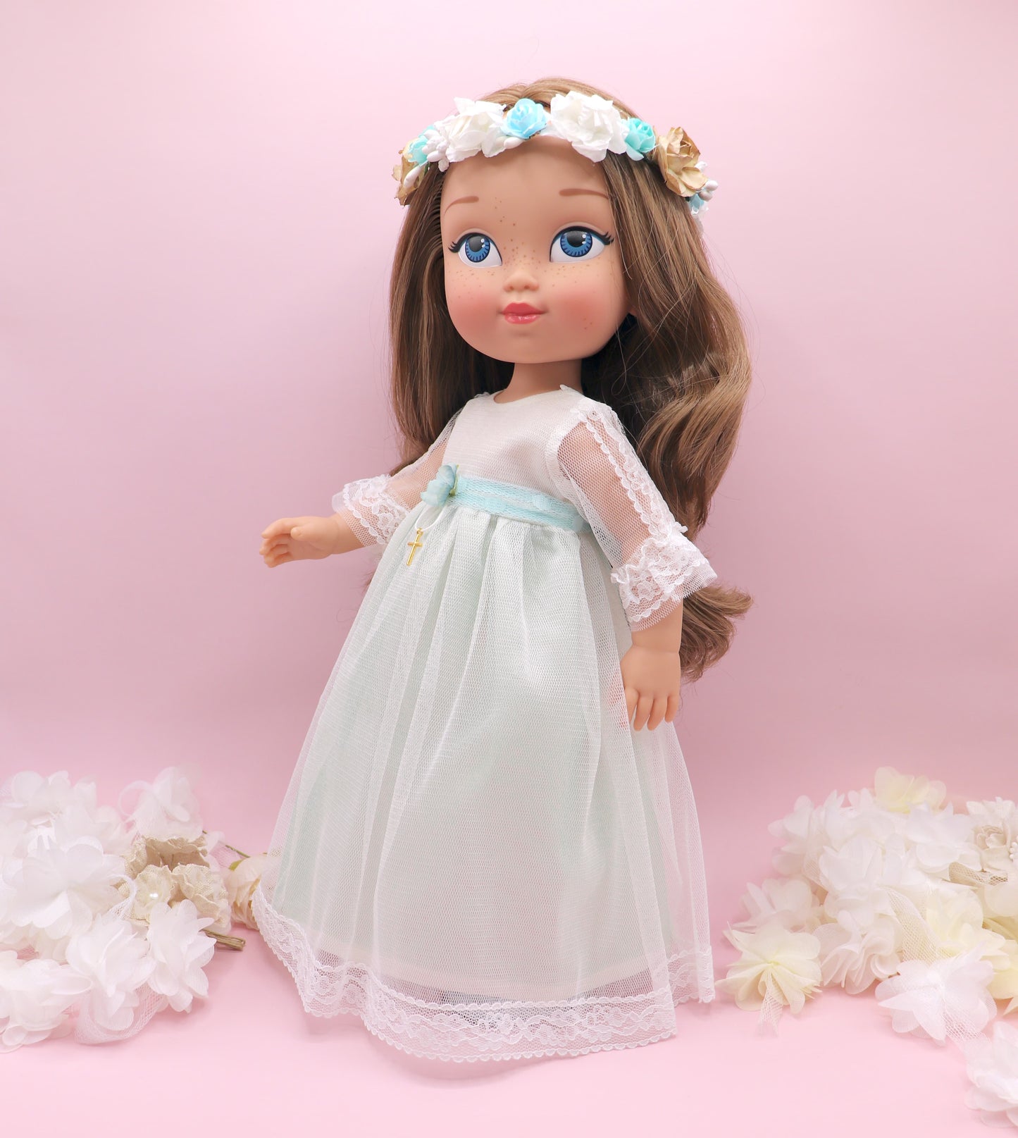Muñeca de comunión personalizada con vestido Cristal TUL VERDE