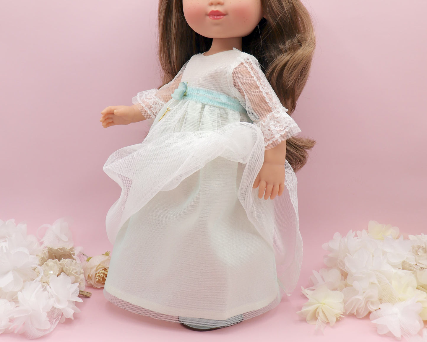 Vestido comunión muñeca CRISTAL TUL VERDE