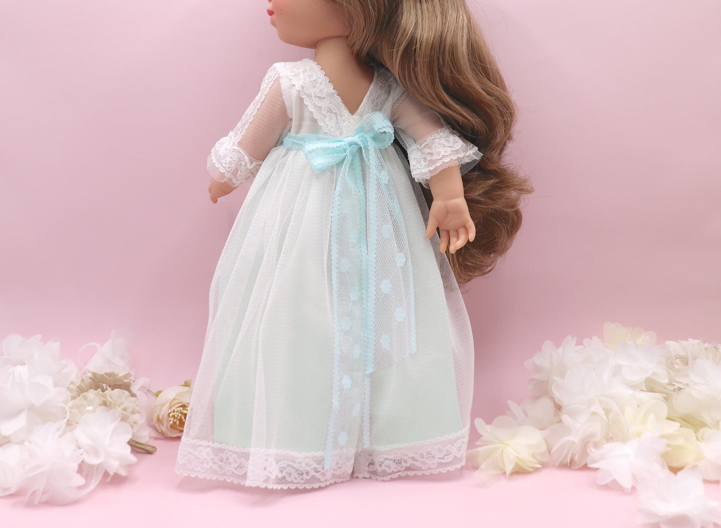 Vestido comunión muñeca CRISTAL TUL VERDE