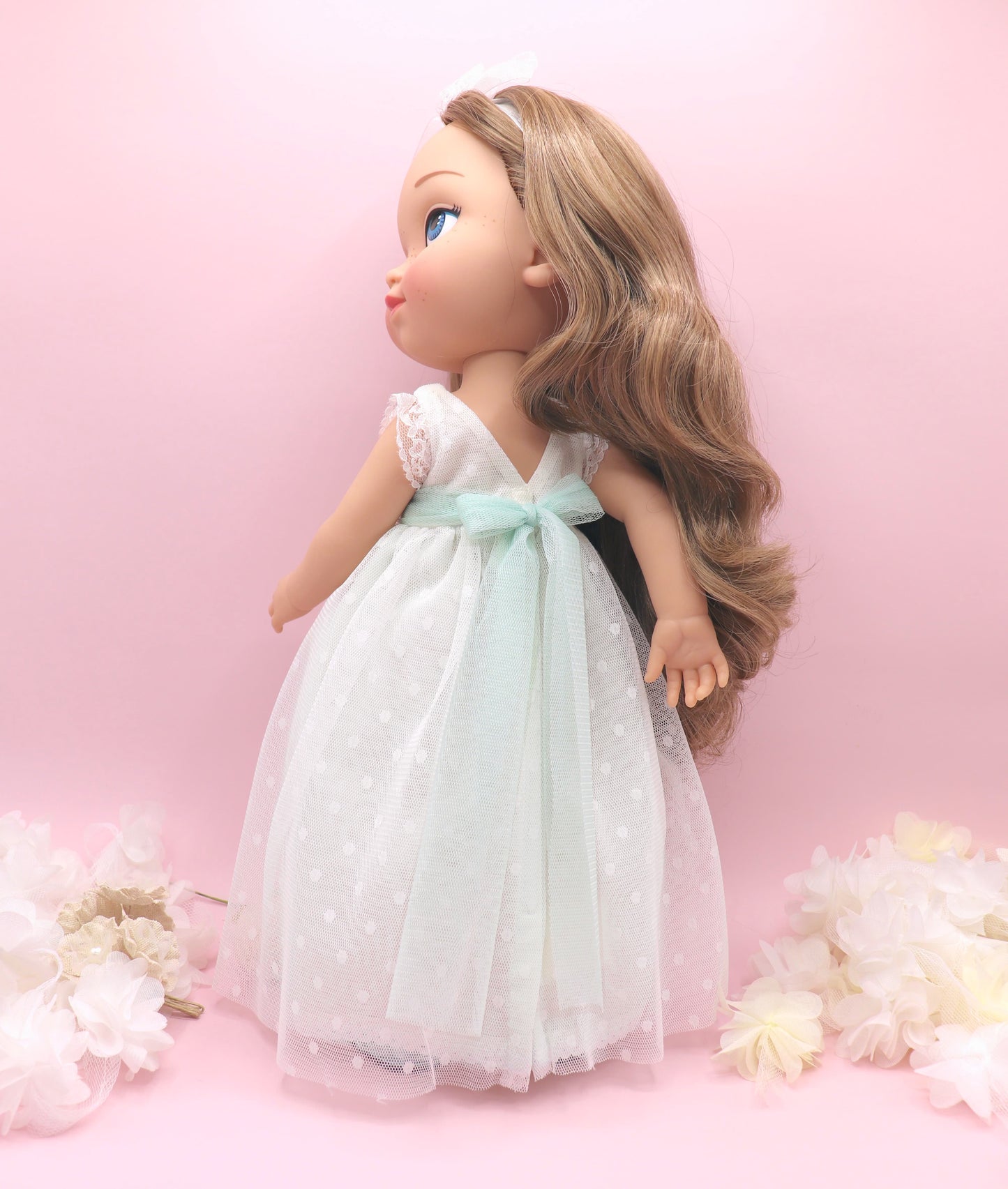Muñeca de comunión personalizada con vestido Nicole PLUMETI BLANCO