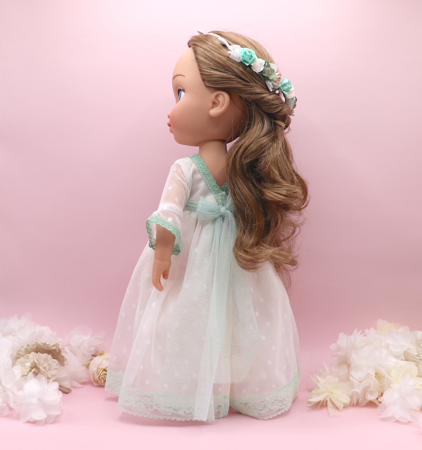 Muñeca de comunión personalizada con vestido ROSANNA PLUMETI VERDE