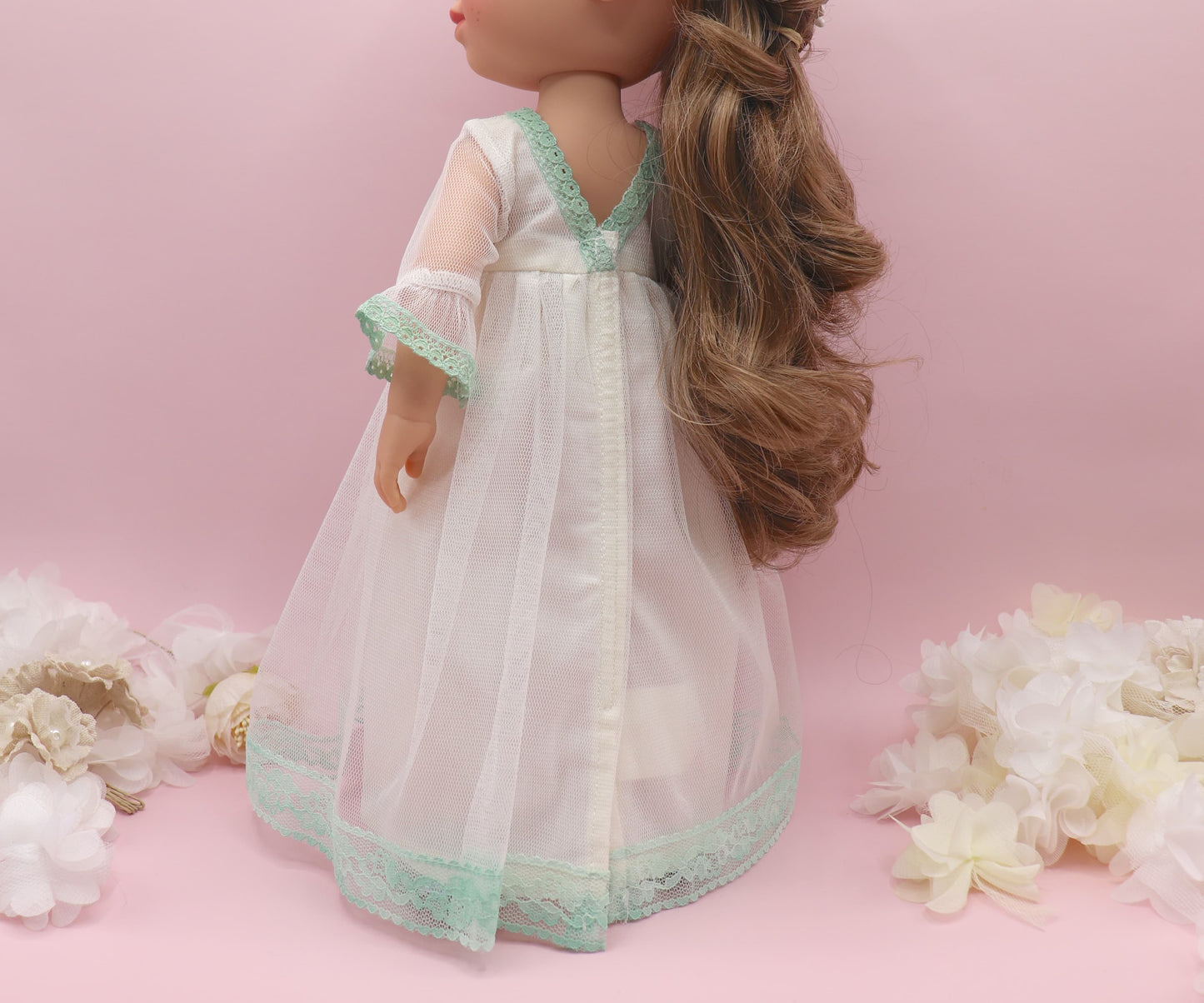 Vestido comunión muñeca ROSANNA TUL VERDE