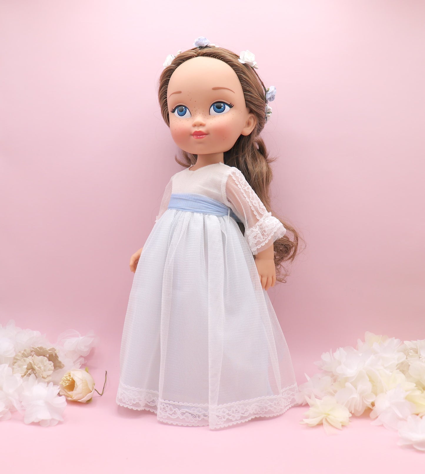 Muñeca de comunión personalizada con vestido Cristal TUL AZUL