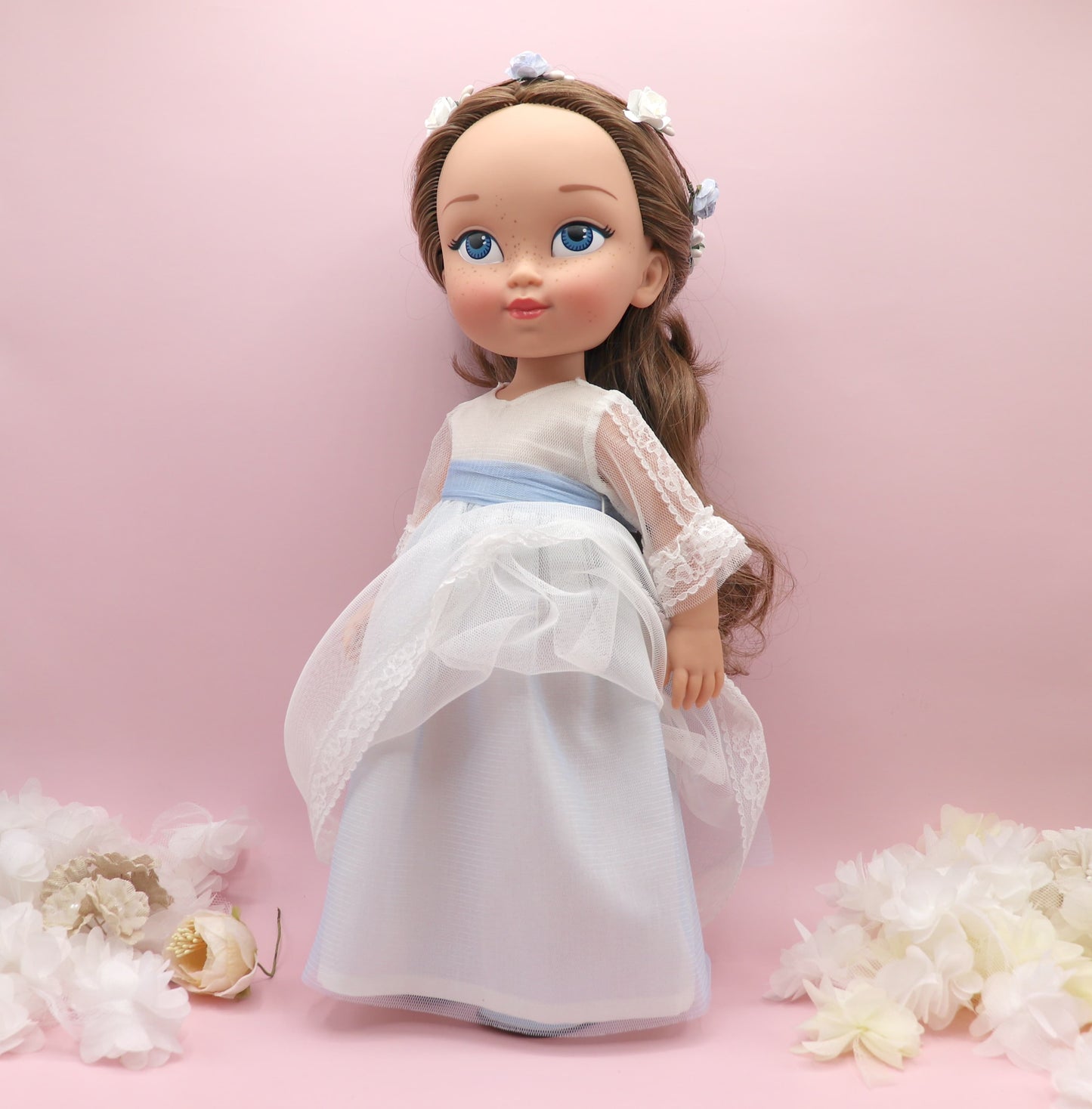 Muñeca de comunión personalizada con vestido Cristal TUL AZUL