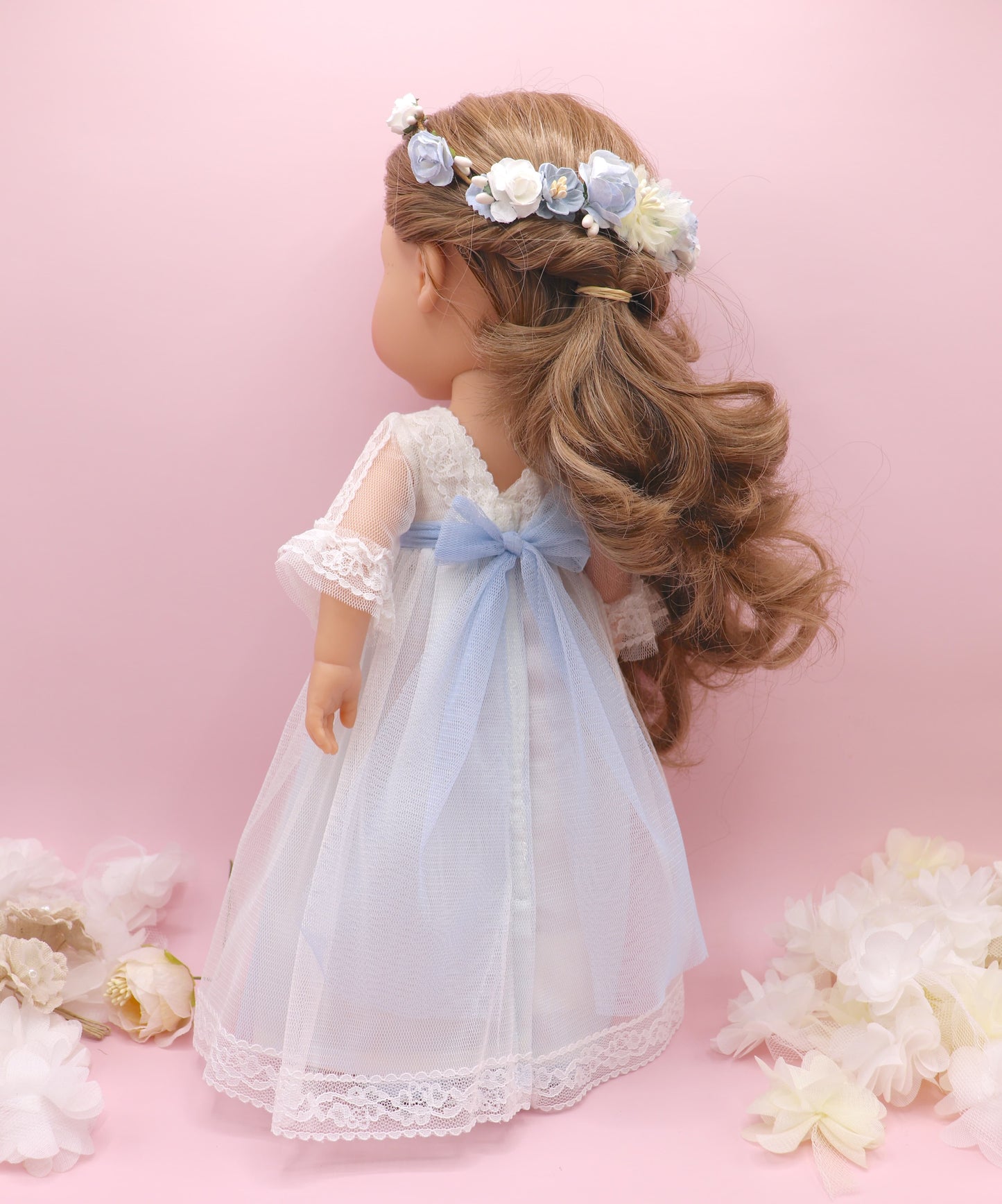 Muñeca de comunión personalizada con vestido Cristal TUL AZUL