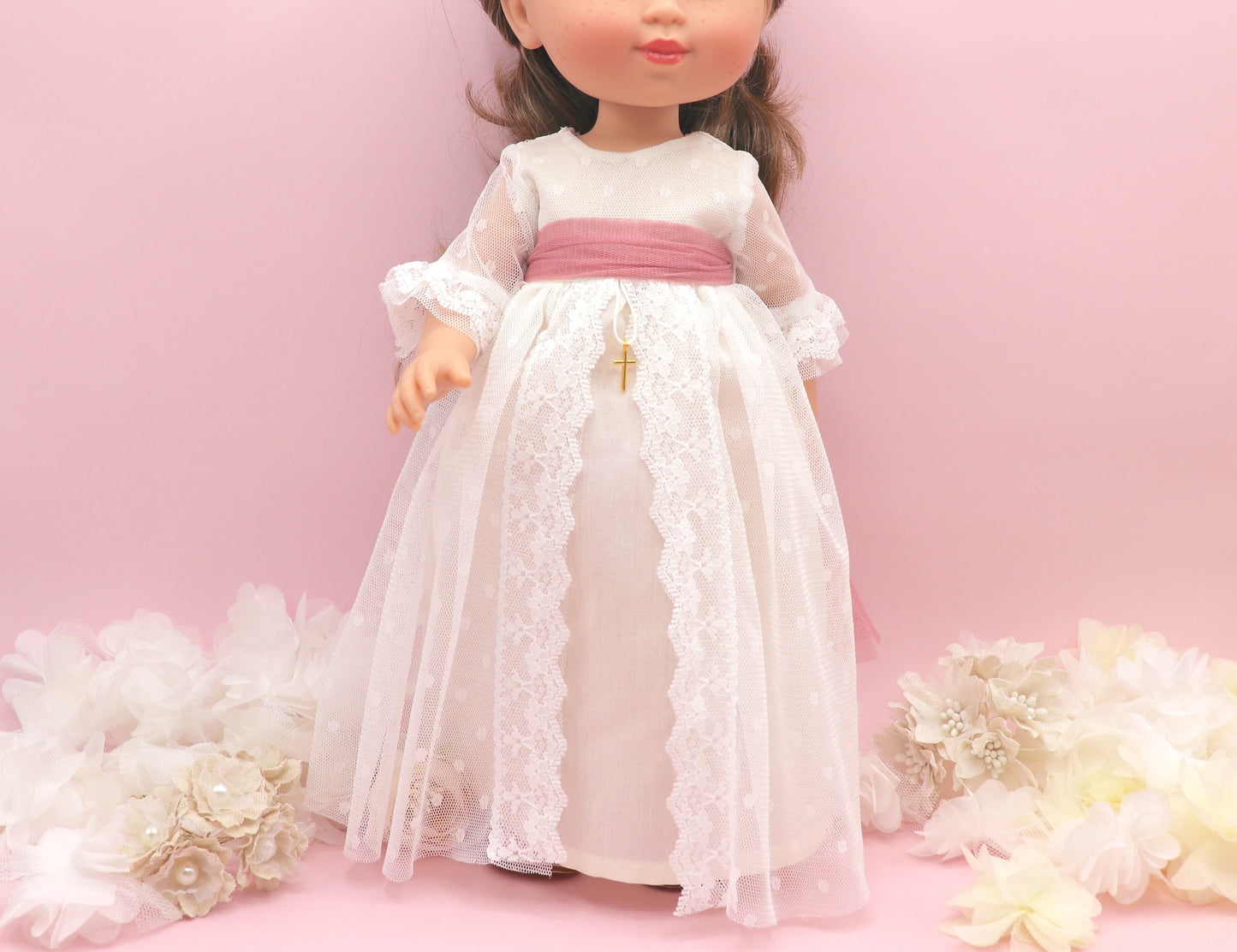 Vestido comunión muñeca ACUARELA PLUMETI BLANCO