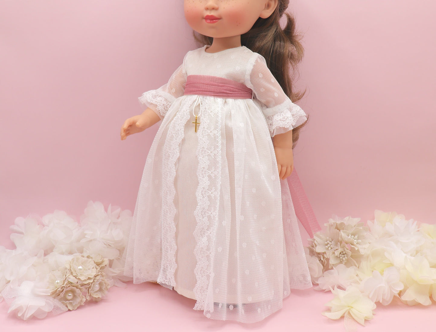 Vestido comunión muñeca ACUARELA PLUMETI BLANCO