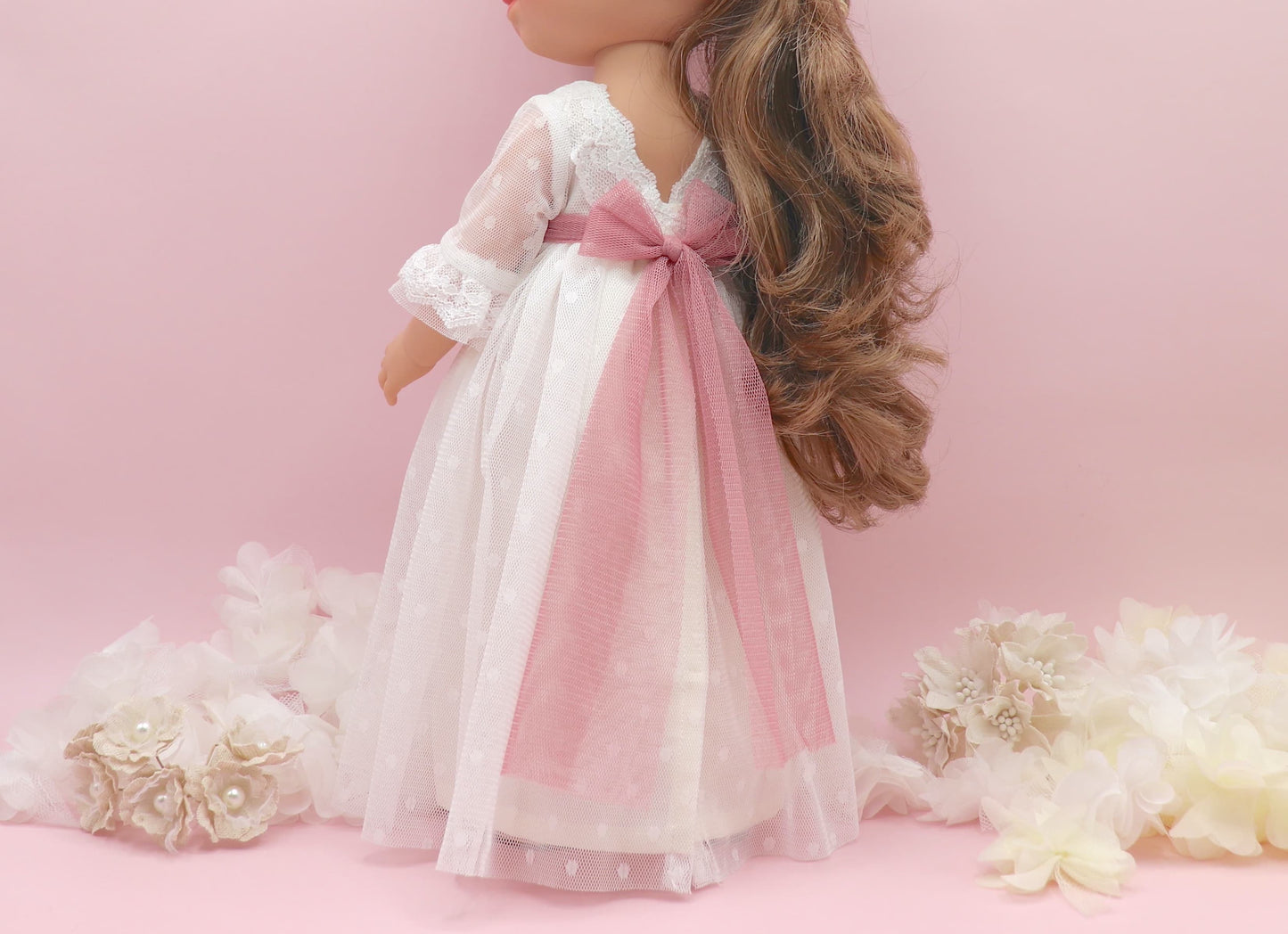 Vestido comunión muñeca ACUARELA PLUMETI BLANCO