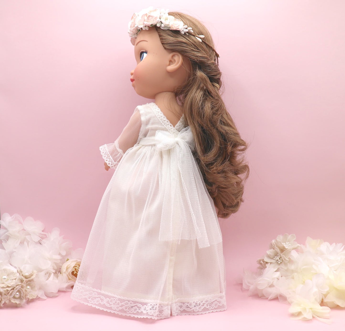 Muñeca de comunión personalizada con vestido Rosanna TUL BLANCO
