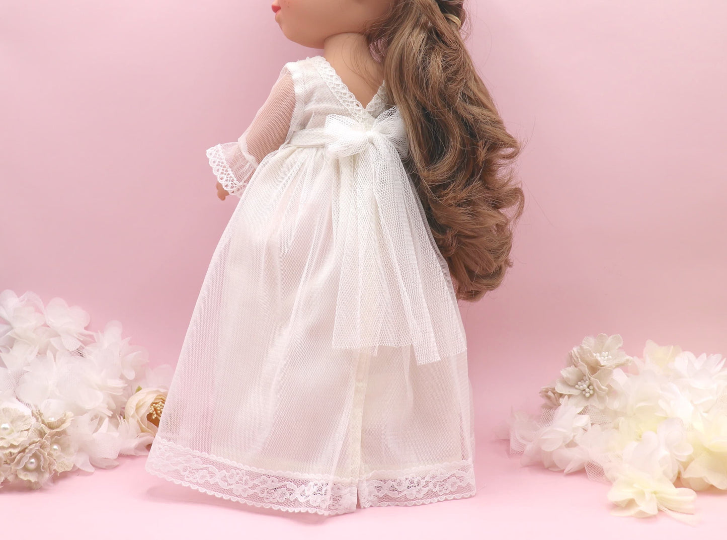 Vestido comunión muñeca ROSANNA TUL BLANCO