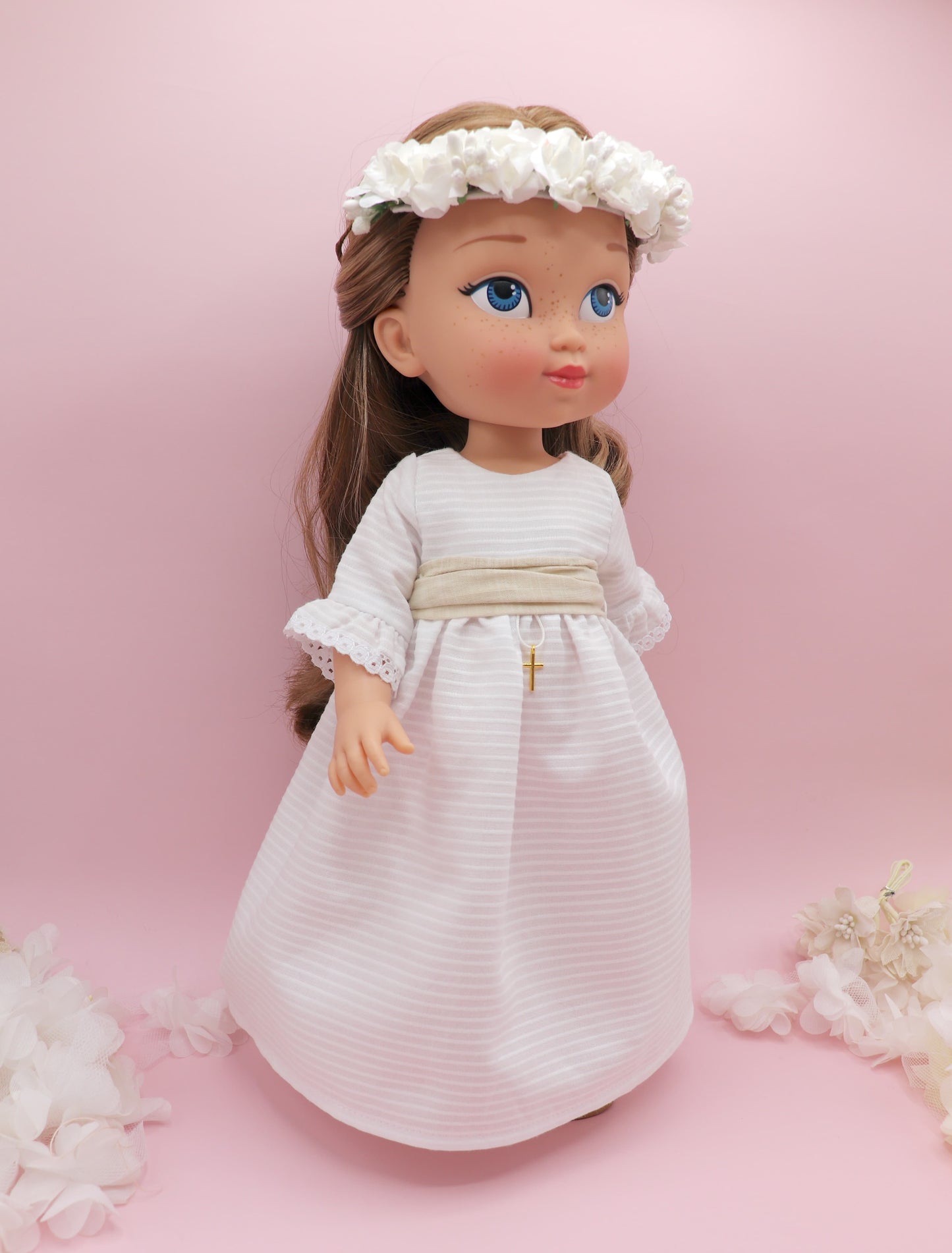 Boneca de comunhão personalizada com vestido pufe Leonor