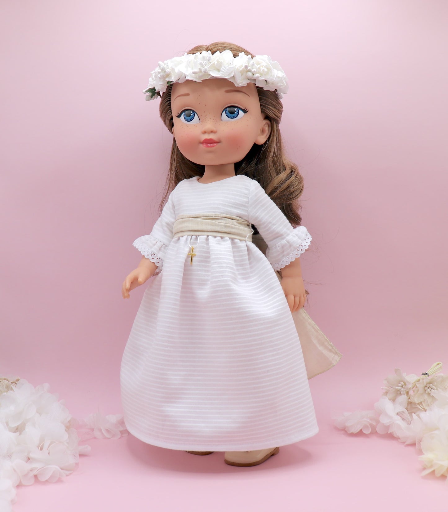 Boneca de comunhão personalizada com vestido pufe Leonor