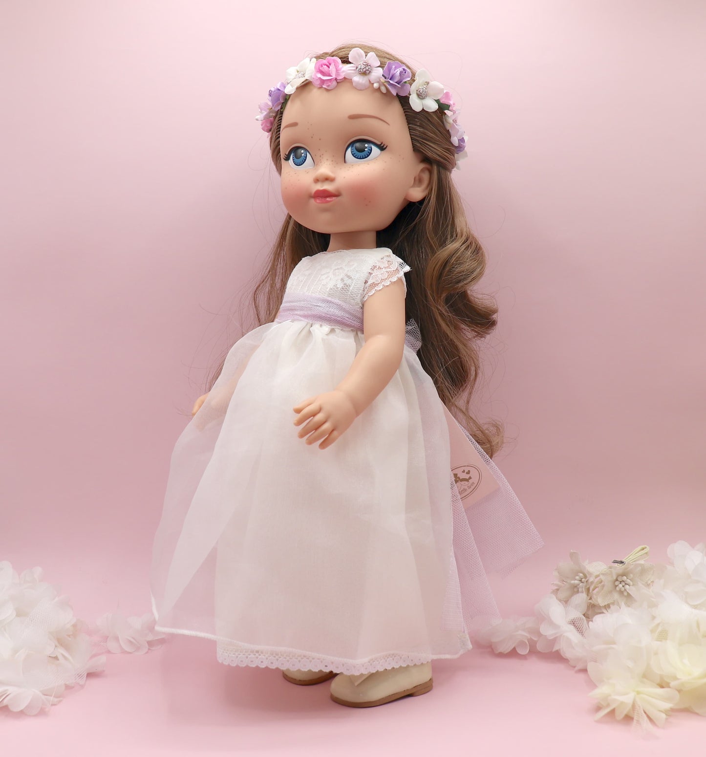 Muñeca de comunión personalizada con vestido NICOLE ORGANZA BLANCO