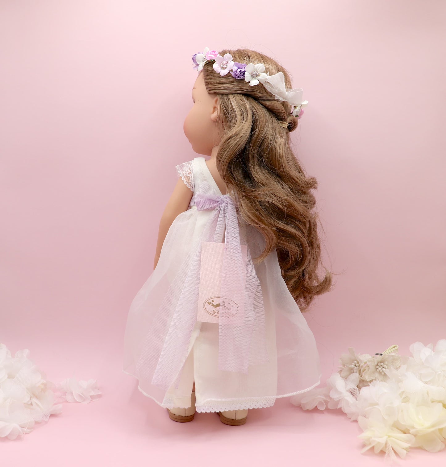Muñeca de comunión personalizada con vestido NICOLE ORGANZA BLANCO