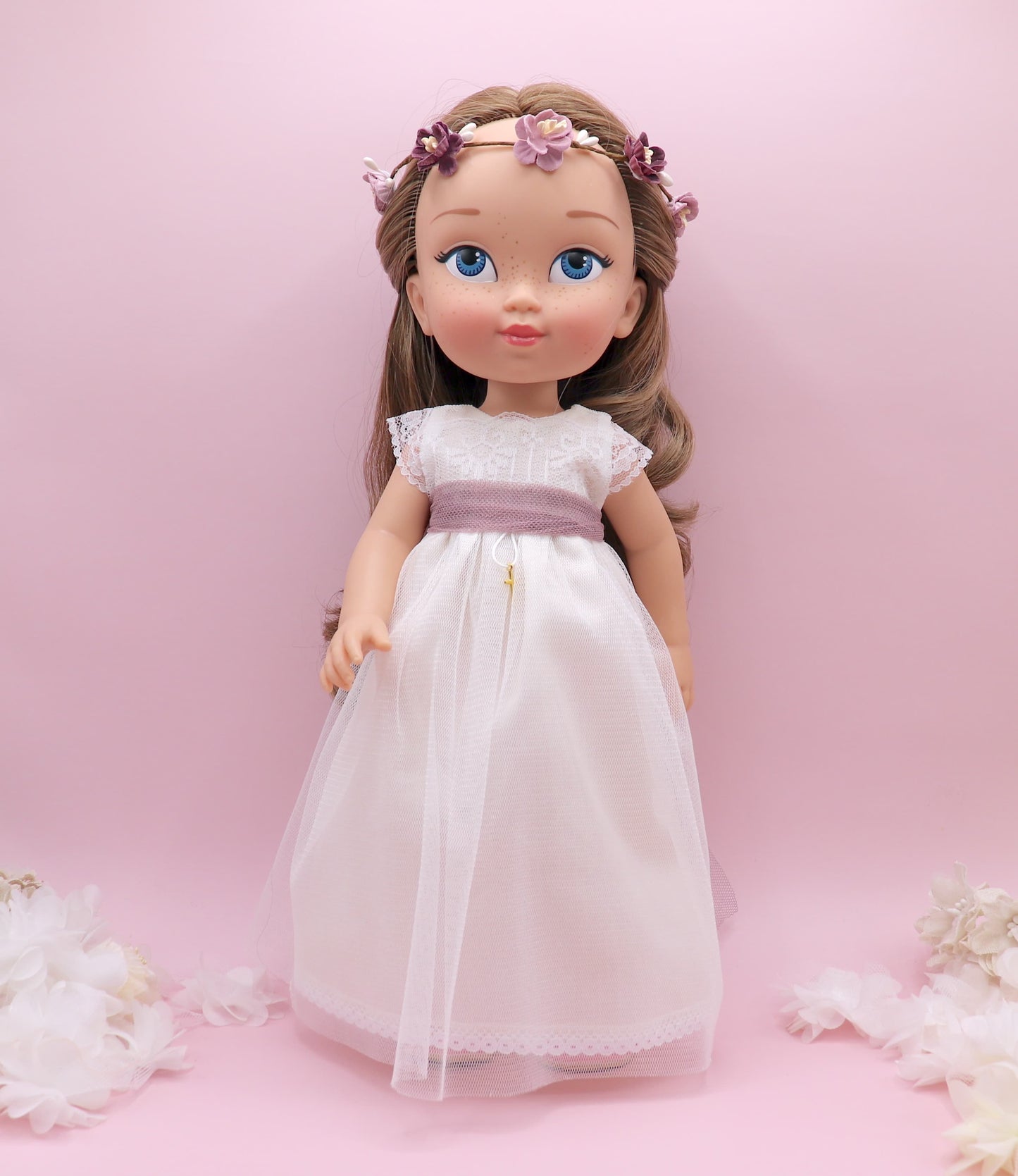 Muñeca de comunión personalizada con vestido NICOLE TUL BLANCO