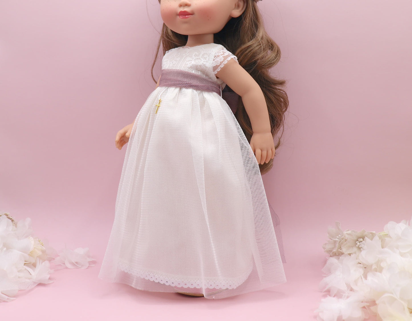Vestido comunión muñeca NICOLE TUL BLANCO