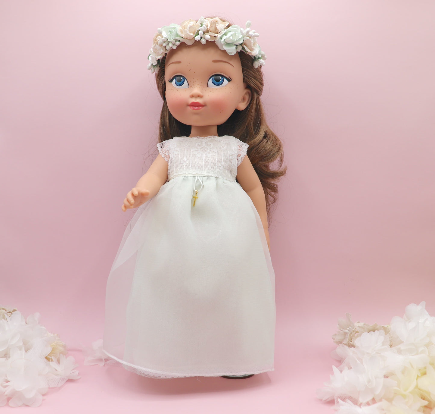 Muñeca de comunión personalizada con vestido NICOLE ORGANZA VERDE