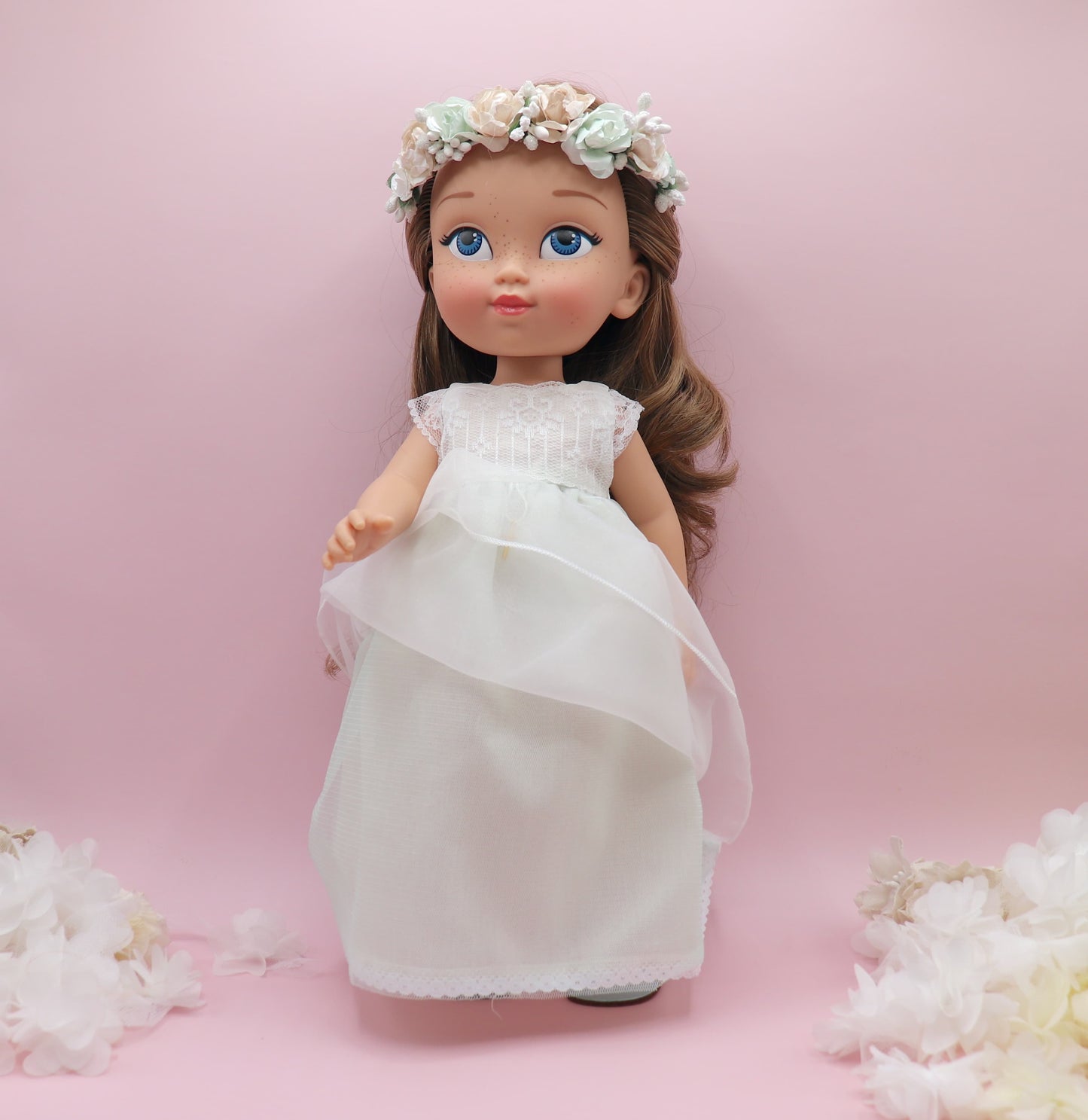 Muñeca de comunión personalizada con vestido NICOLE ORGANZA VERDE